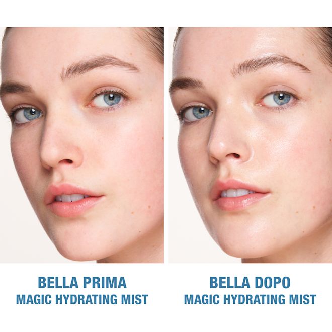Charlotte Magic Hydrator Mist prima e dopo Charlotte Magic Hydrator Mist prima e dopo