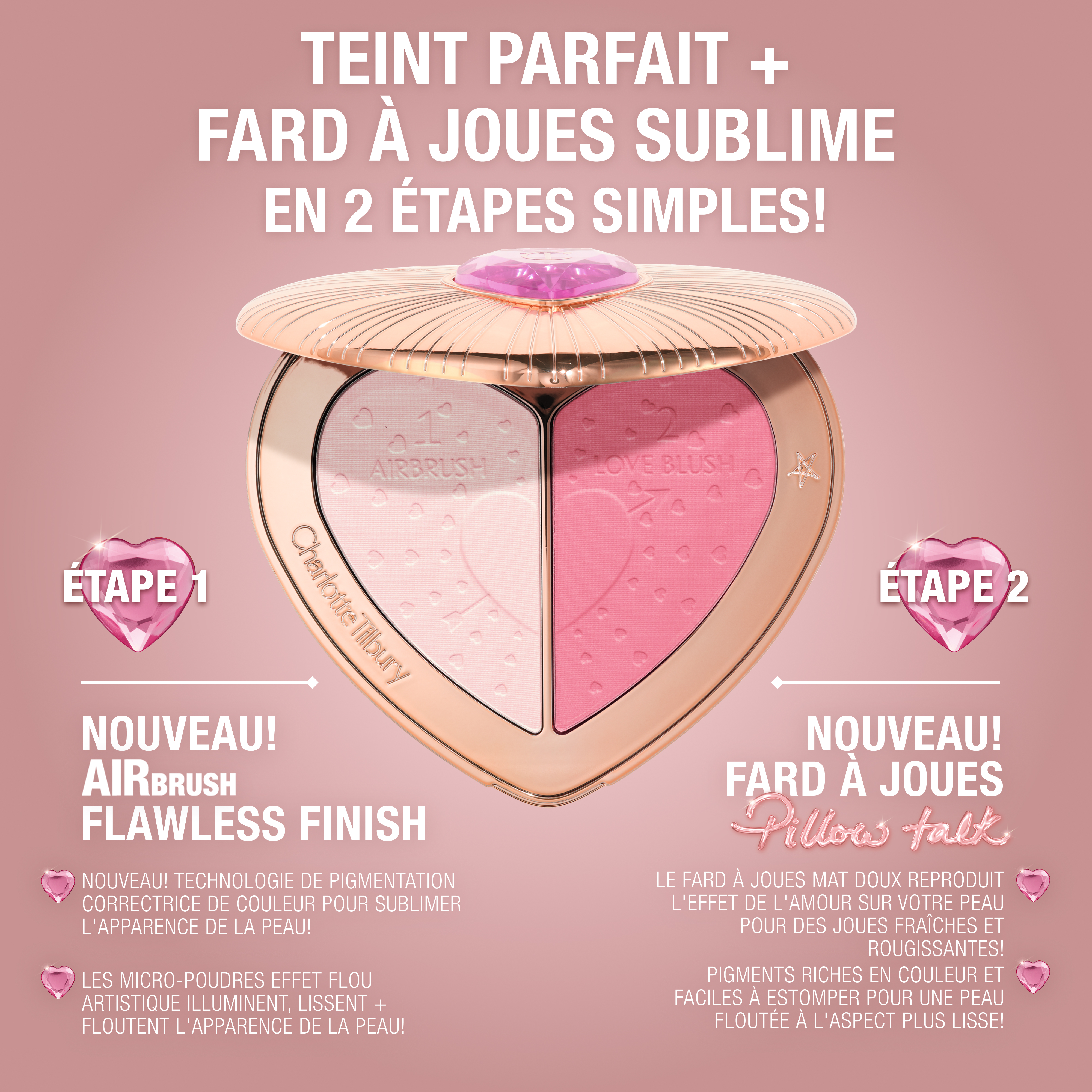 Pillow Talk Beauty Soulmates Face Palette in Flawless Pink: Pink Setting Powder + Blush