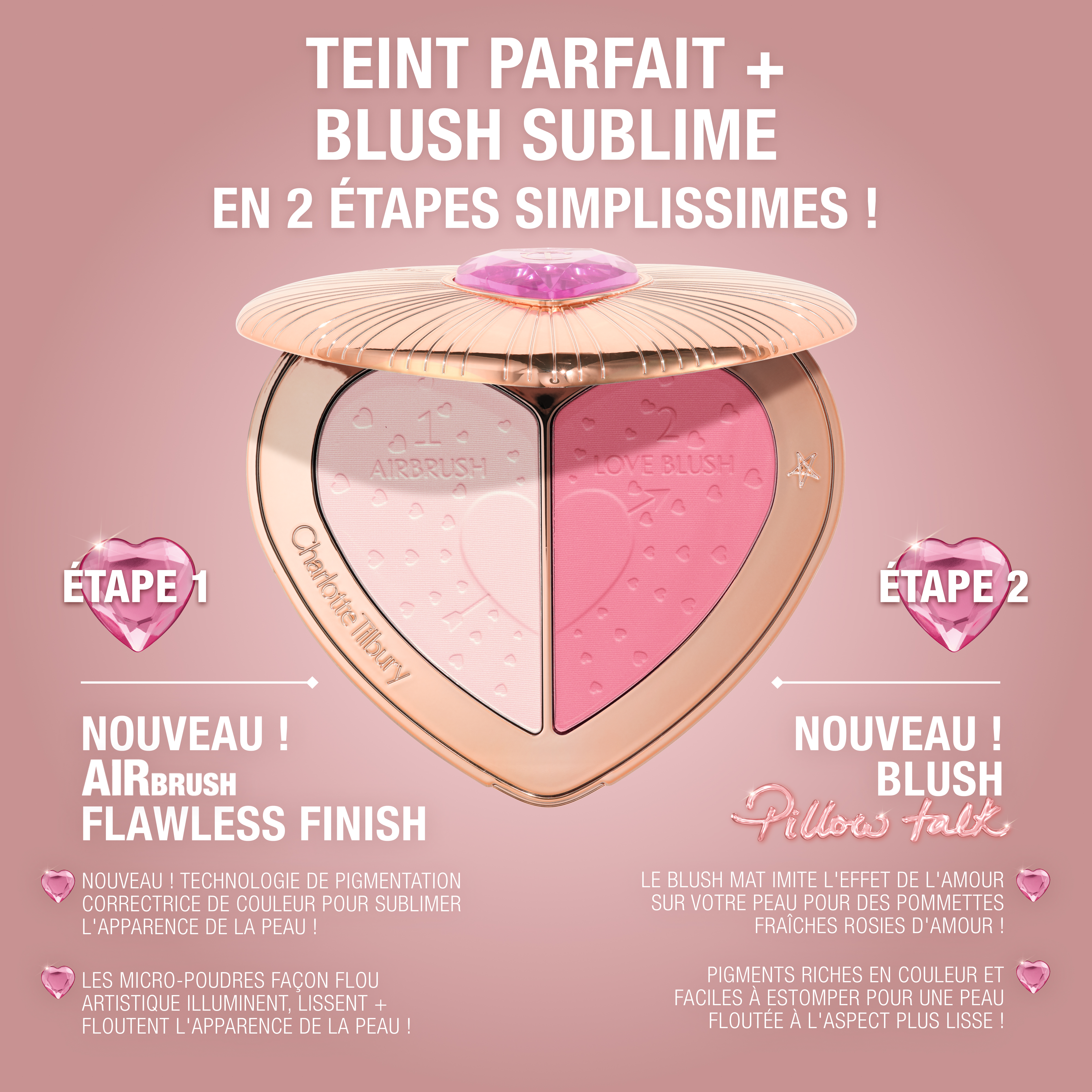 Pillow Talk Beauty Soulmates Face Palette in Flawless Pink: Pink Setting Powder + Blush