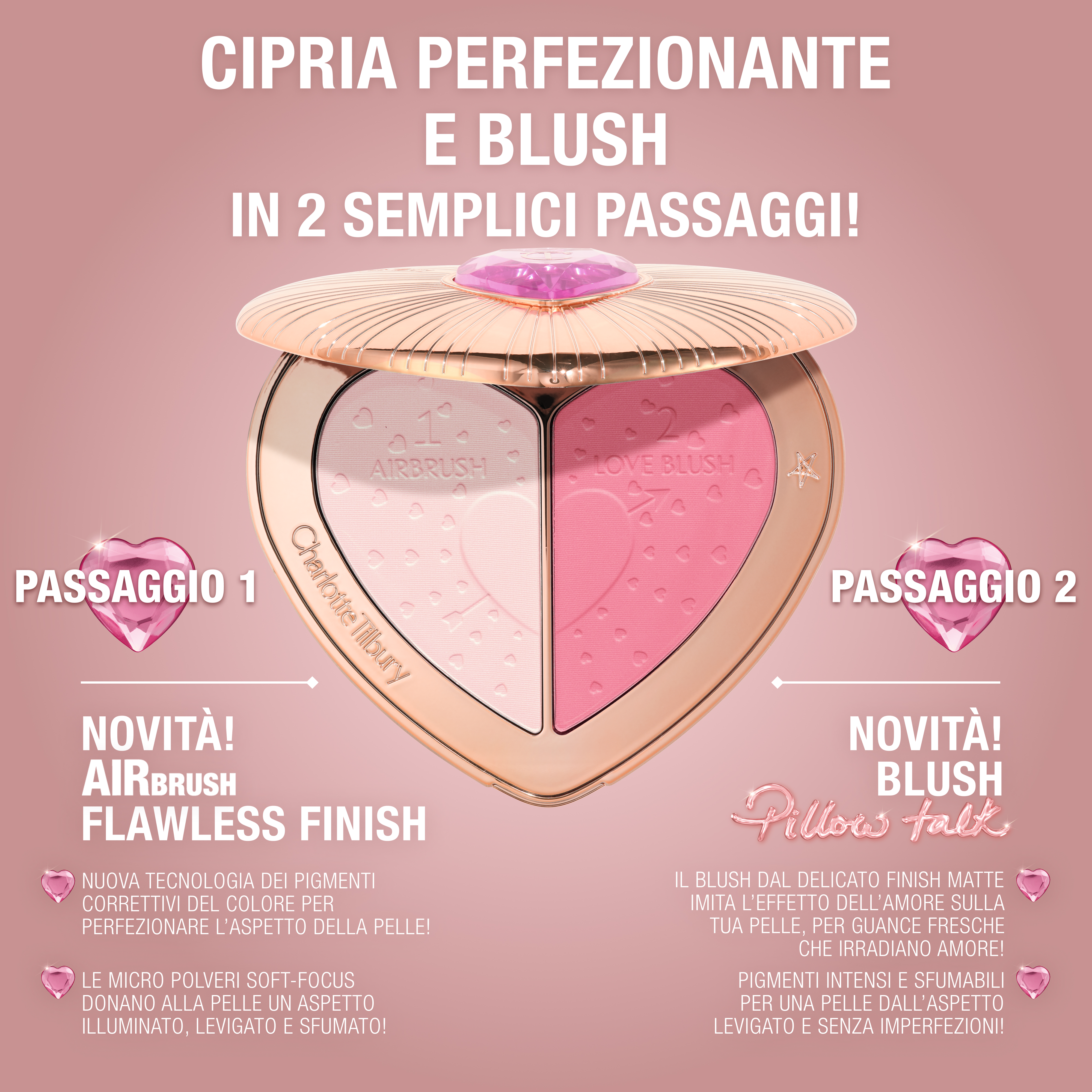 Pillow Talk Beauty Soulmates Face Palette in Flawless Pink: Pink Setting Powder + Blush