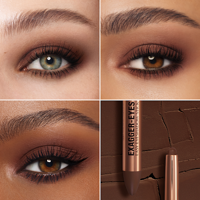 Exagger Eyes Easy Eyeshadow Stick Chestnut Sculpt on 3 skin tones