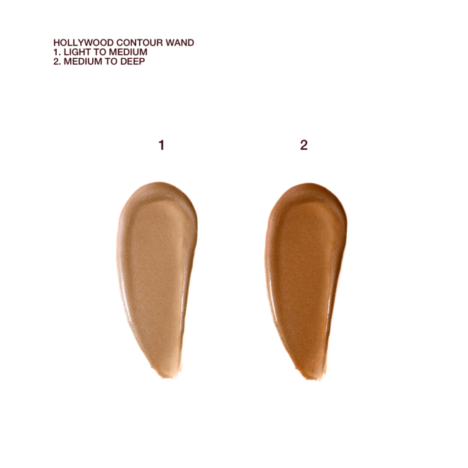 A liquid contour swatch showing a lighter brown shade and a deeper brown shade