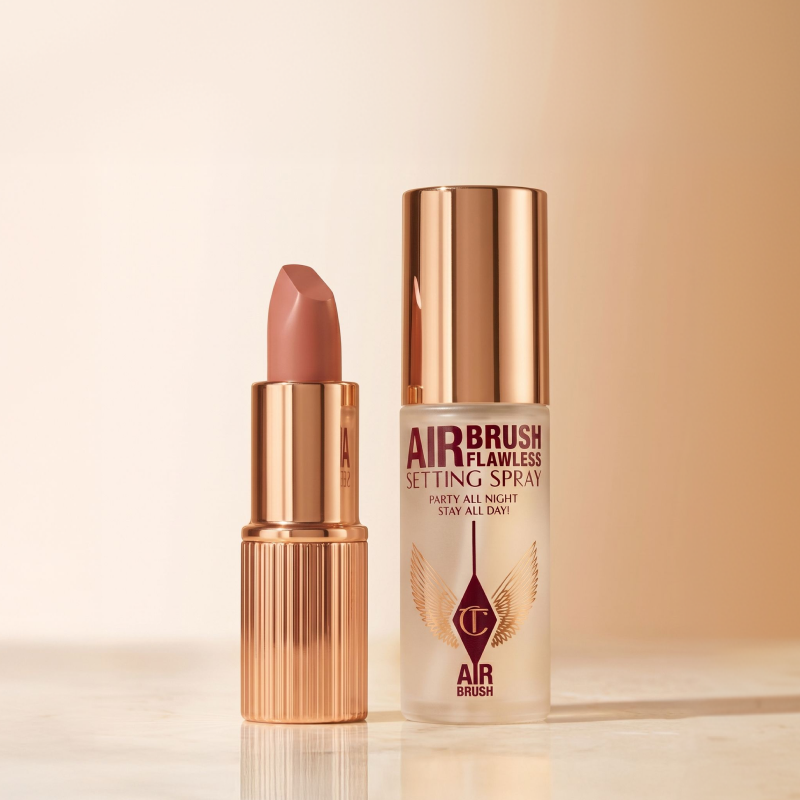 Airbrush Flawless Setting Spray + Matte Rev Pillow Talk AOV catbox