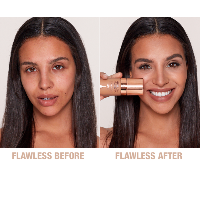 Airbrush Flawless Finish Foundation 7.5 warm before and after