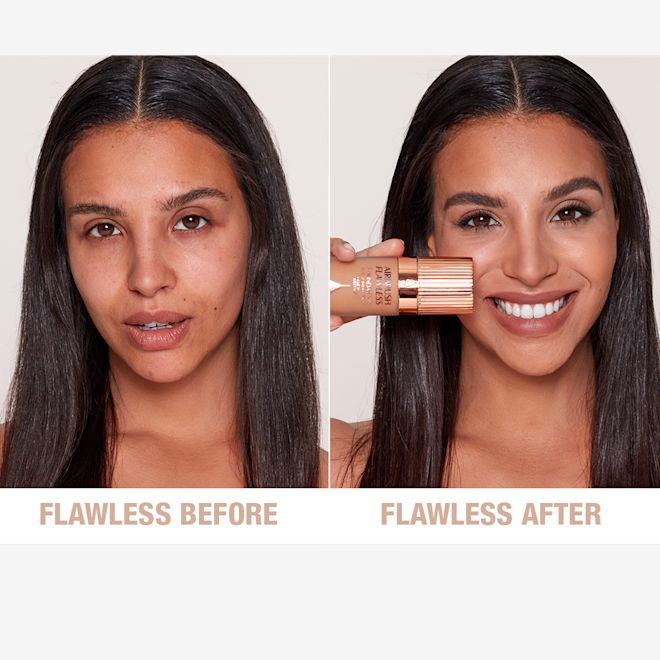Airbrush Flawless Finish Foundation 7.5 warm before and after Airbrush Flawless Finish Foundation 7.5 warm before and after