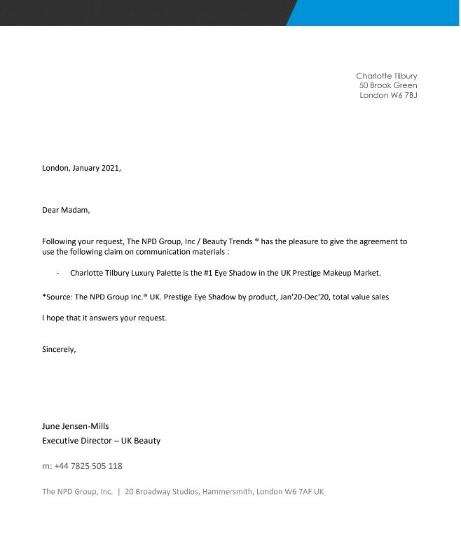 Luxury eye palette claim letter 2021
