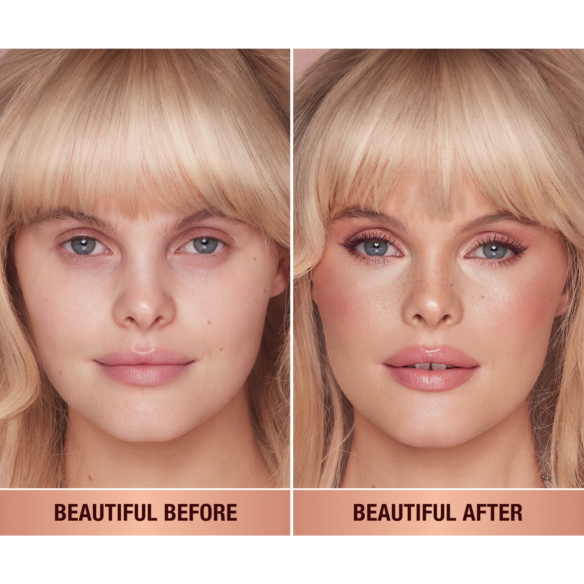 Model before and after wearing Pillow Talk