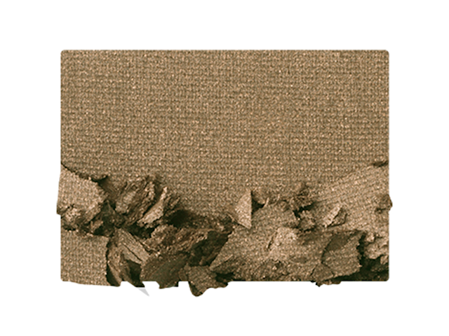 A shimmery, khaki-bronze-coloured powder eyeshadow. 