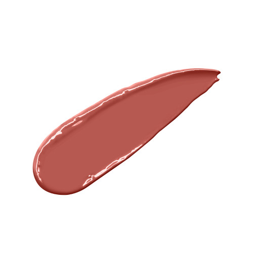 Swatch of a nude peach lipstick with a satin finish.