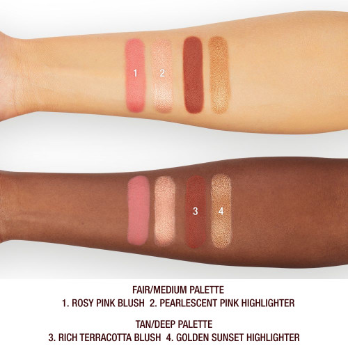 Hollywood Blush & Glow Glide Palette arm swatches