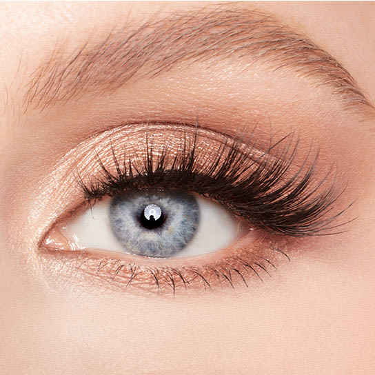 Eye close up of model wearing false eyelashes