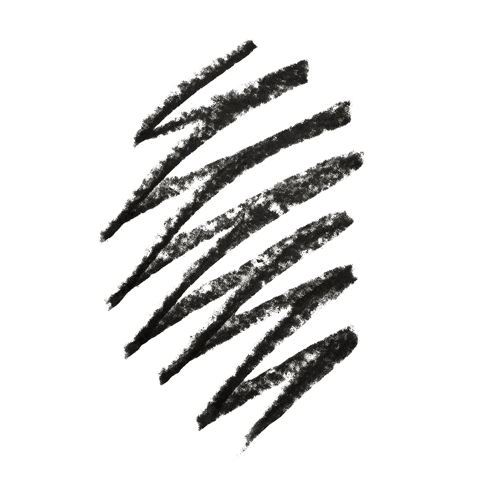 Swatch of an eyebrow pencil in a black shade.