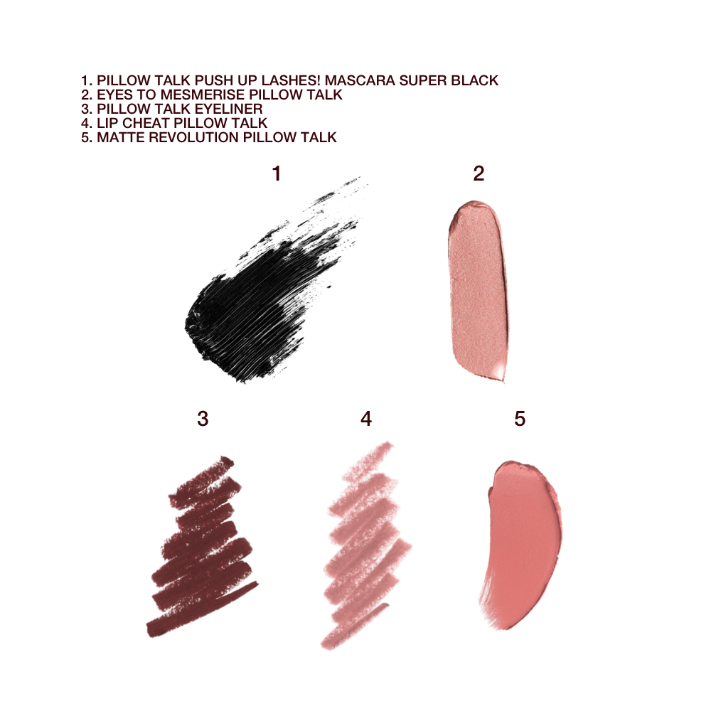 PILLOW TALK SUPERMODEL EYE + LIP SECRETS SWATCHES