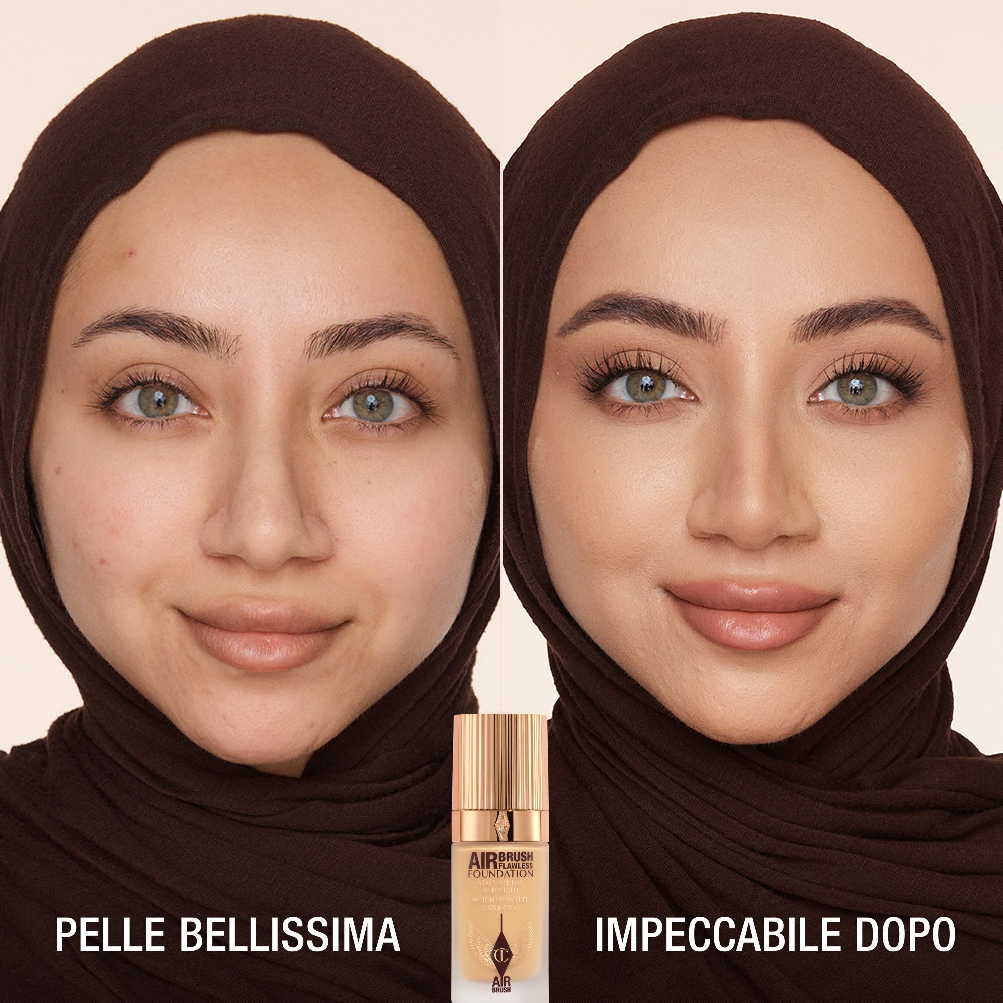 AIRBRUSH FLAWLESS FOUNDATION PRIMA E DOPO 6 WARM