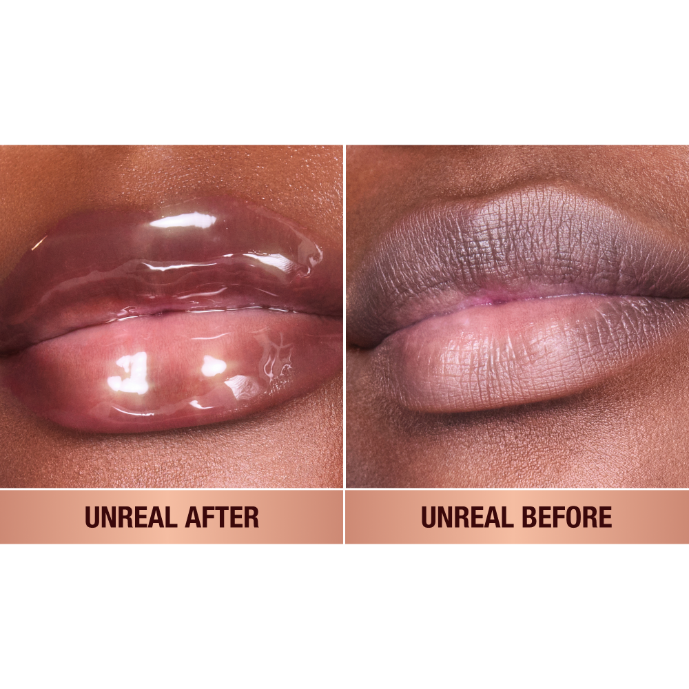 UNREAL LIP OILS CANDY FIG BEFORE AND AFTER