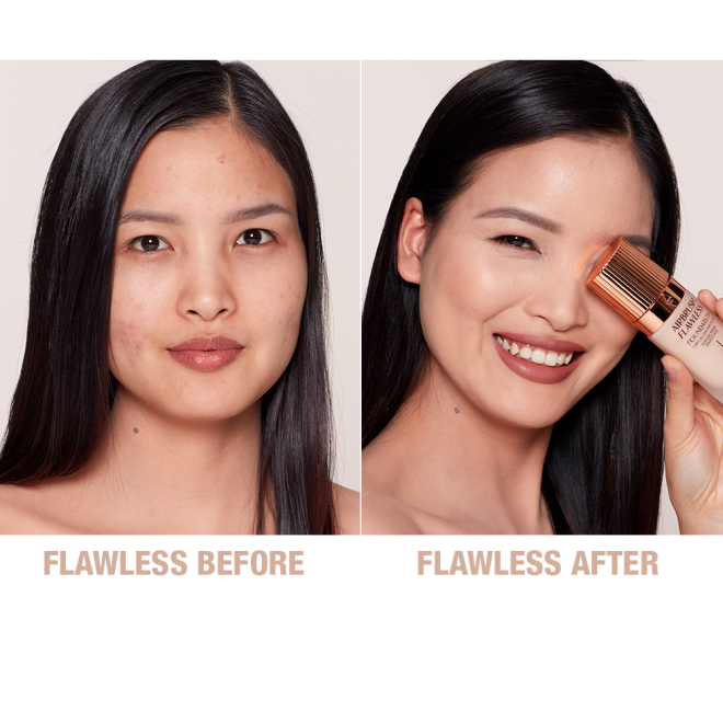 Airbrush Flawless Foundation 4 neutral before and after