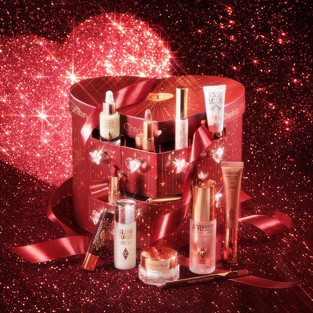Heart shaped beauty advent calendar with 12 Charlotte Tilbury products