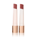 Two, open, moisturising lipstick lip balms in nude pink and peachy rose shades. 