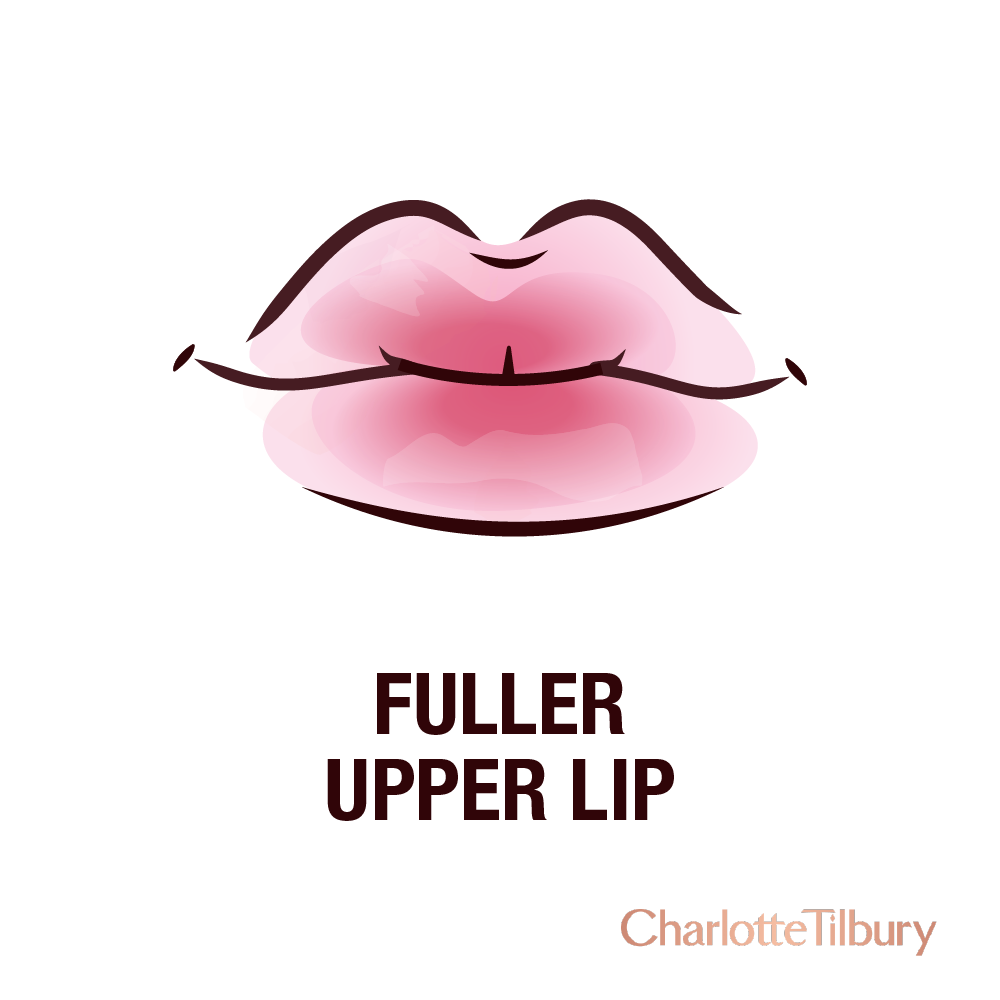 Heavy upper lip graphic with a top lip that is fuller than the bottom lip