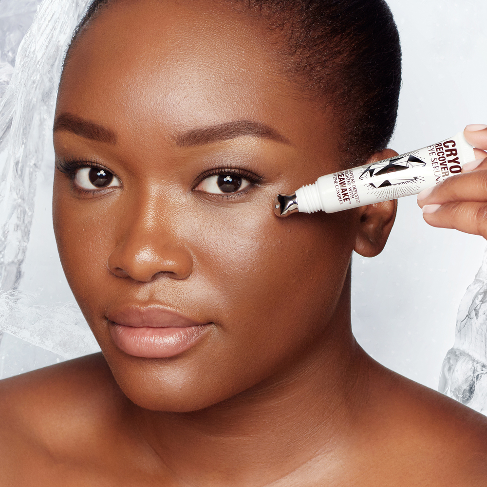 Anu applying Cryo-Recovery Eye Serum to energise the eye area