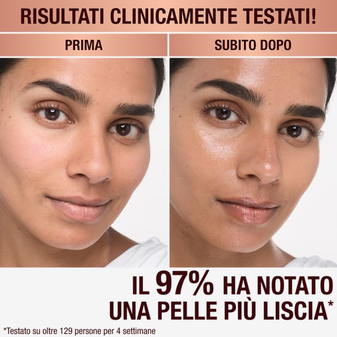 Applicazione della Magic Cream su una modella prima e dopo Applicazione della Magic Cream su una modella prima e dopo