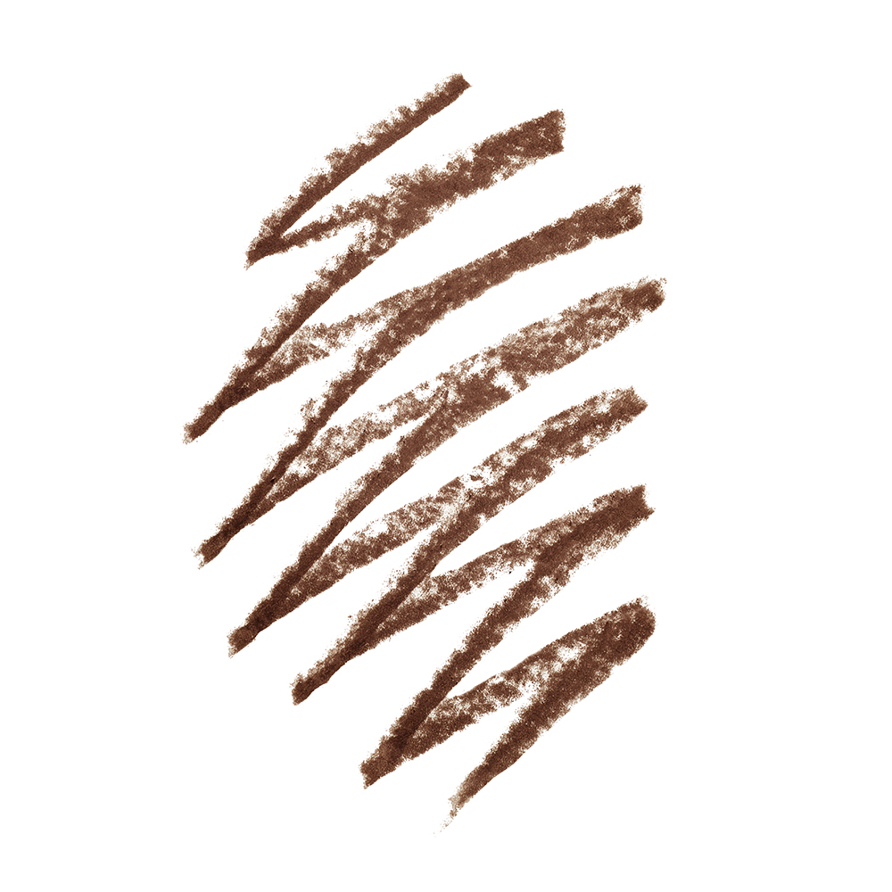 Swatch of an eyebrow pencil in a natural brown colour.