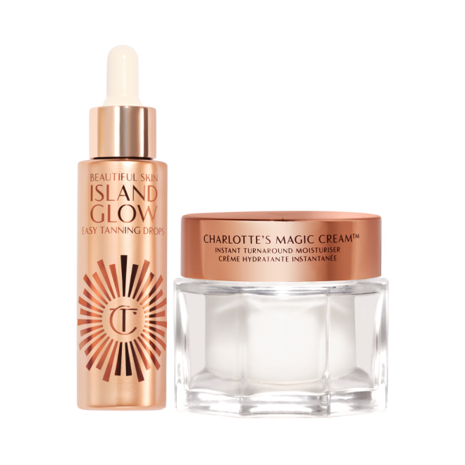 Beautiful Skin Island Glow Drops and Magic Cream packaging