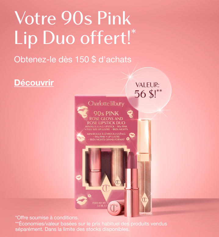 Votre 90s Pink Lip Duo offert!* Obtenez-le dès 150 $ d'achats Valeur: 56 $!** <DÉCOUVRIR>