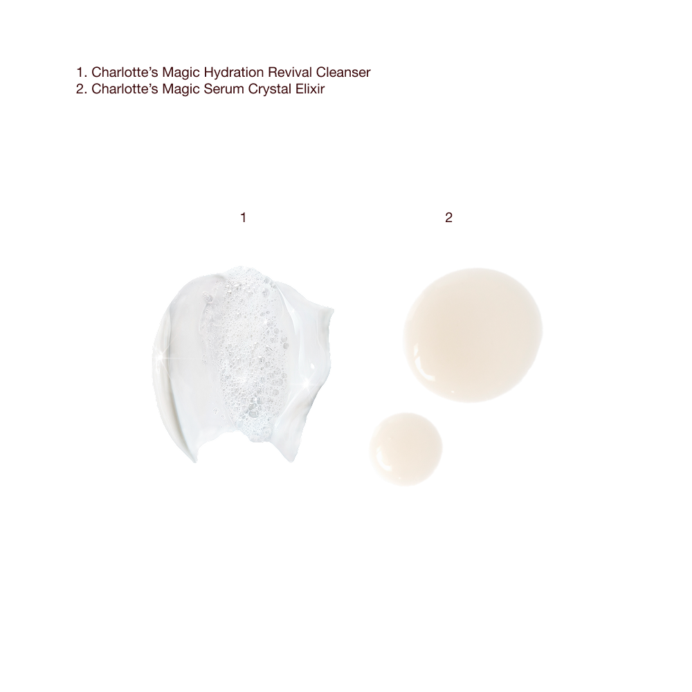 Cleanse + Glow Skincare Kit: Travel-Sized Cleanser, Face Mist + Serum Swatches