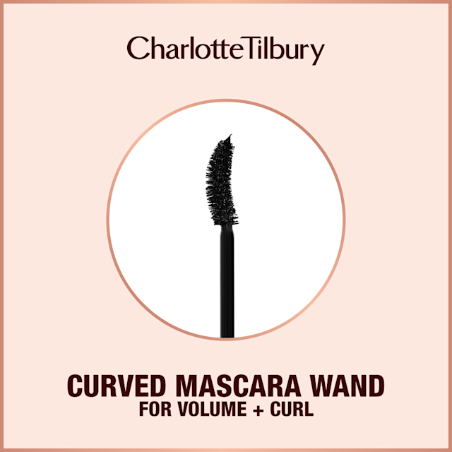 A curved mascara wand that gives lashes volume and curl