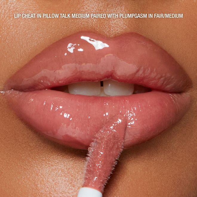 LIP CHEAT IN PILLOW TALK MEDIUM PAIRED WITH PLUMPGASM IN FAIR/MEDIUM LIP CHEAT IN PILLOW TALK MEDIUM PAIRED WITH PLUMPGASM IN FAIR/MEDIUM