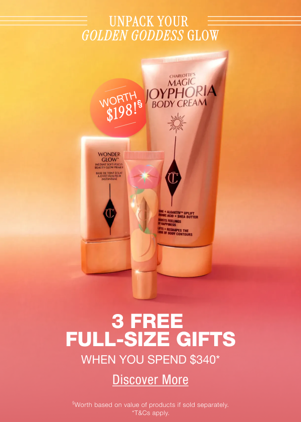 Unpack Your Golden Goddess Glow 3 Free Full-Size Gifts