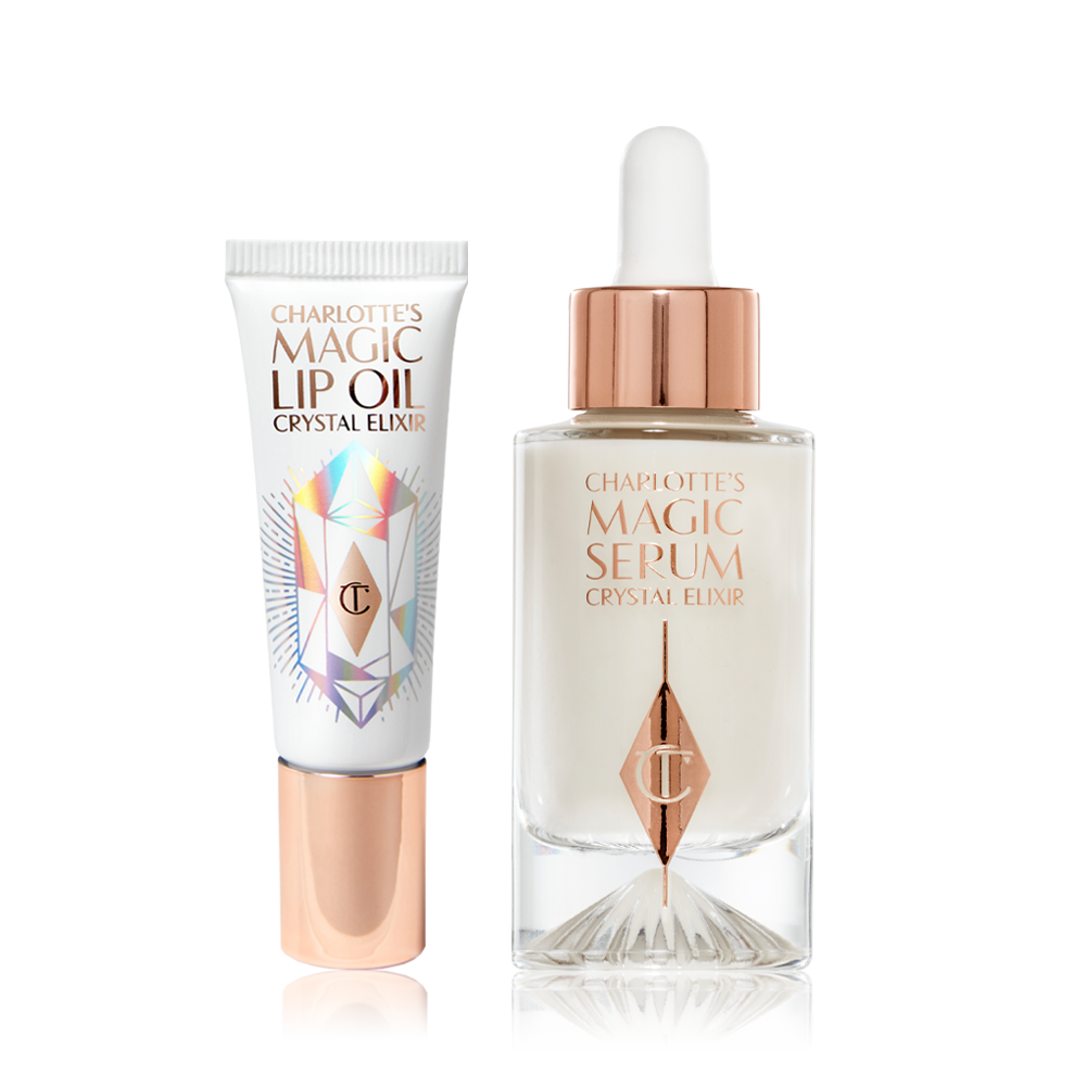 Your Best Lips and Skin Kit includes Charlotte's Magic Serum Crystal Elixir and Charlotte's Magic Lip Oil Crystal Elixir