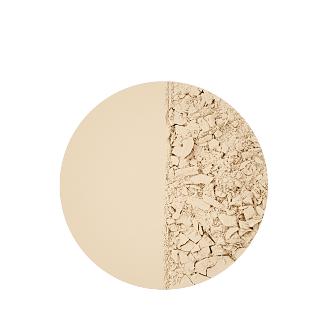 Swatch of a cream-coloured setting powder compact.