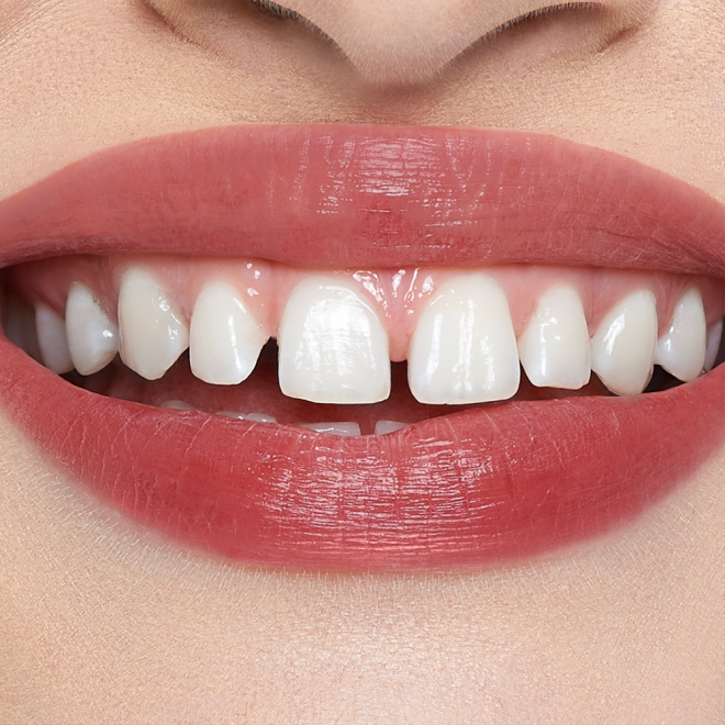 Lips close-up of a light-tone model wearing a soft, nude-brown lip tint.