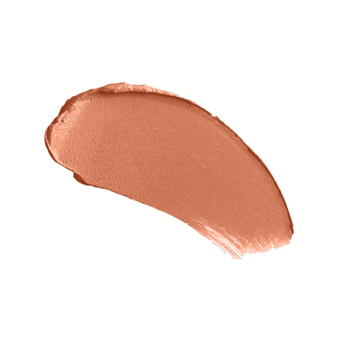 Swatch of a muted apricot lipstick with a matte finish.