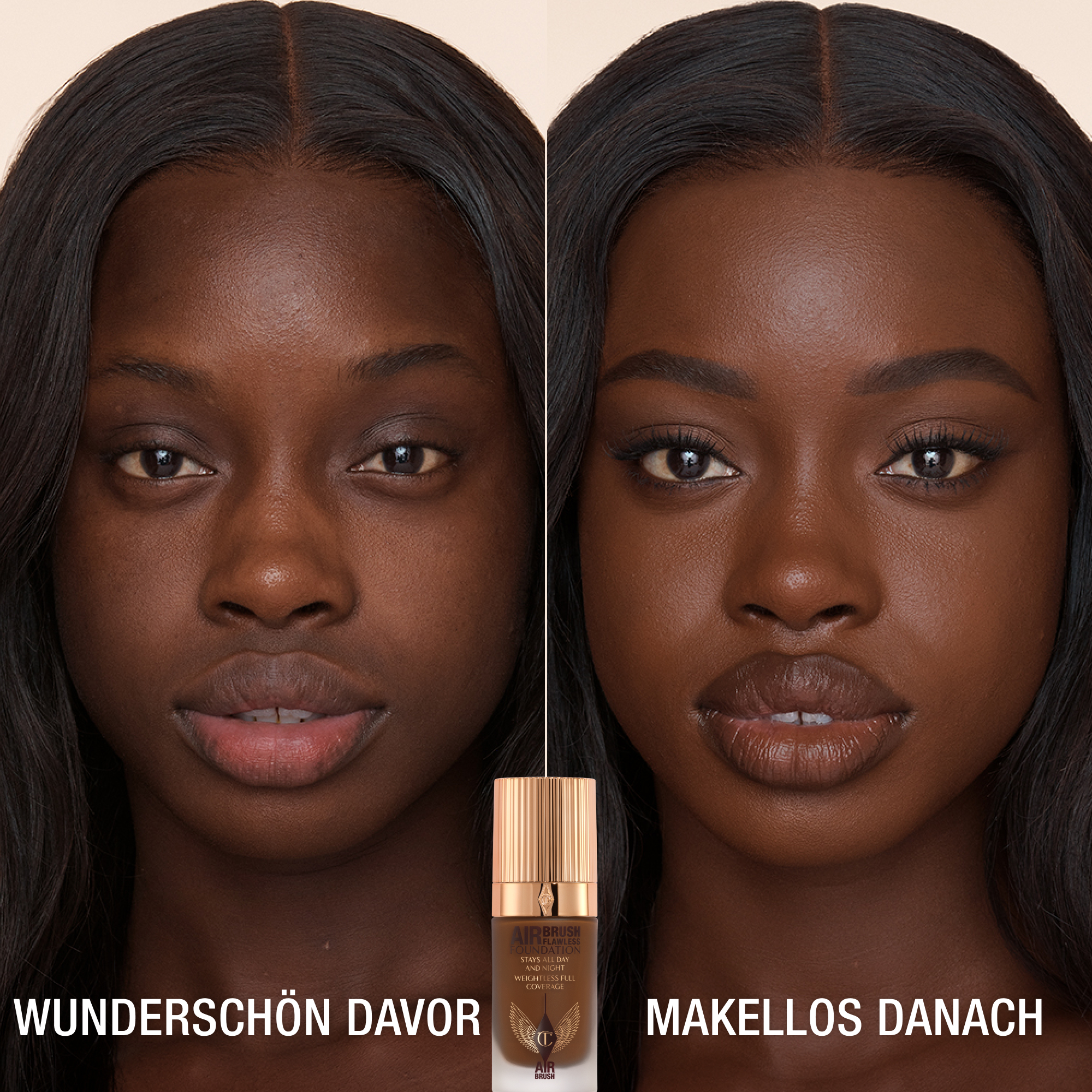 AIRBRUSH FLAWLESS FOUNDATION 16 cool, VORHER UND NACHHER