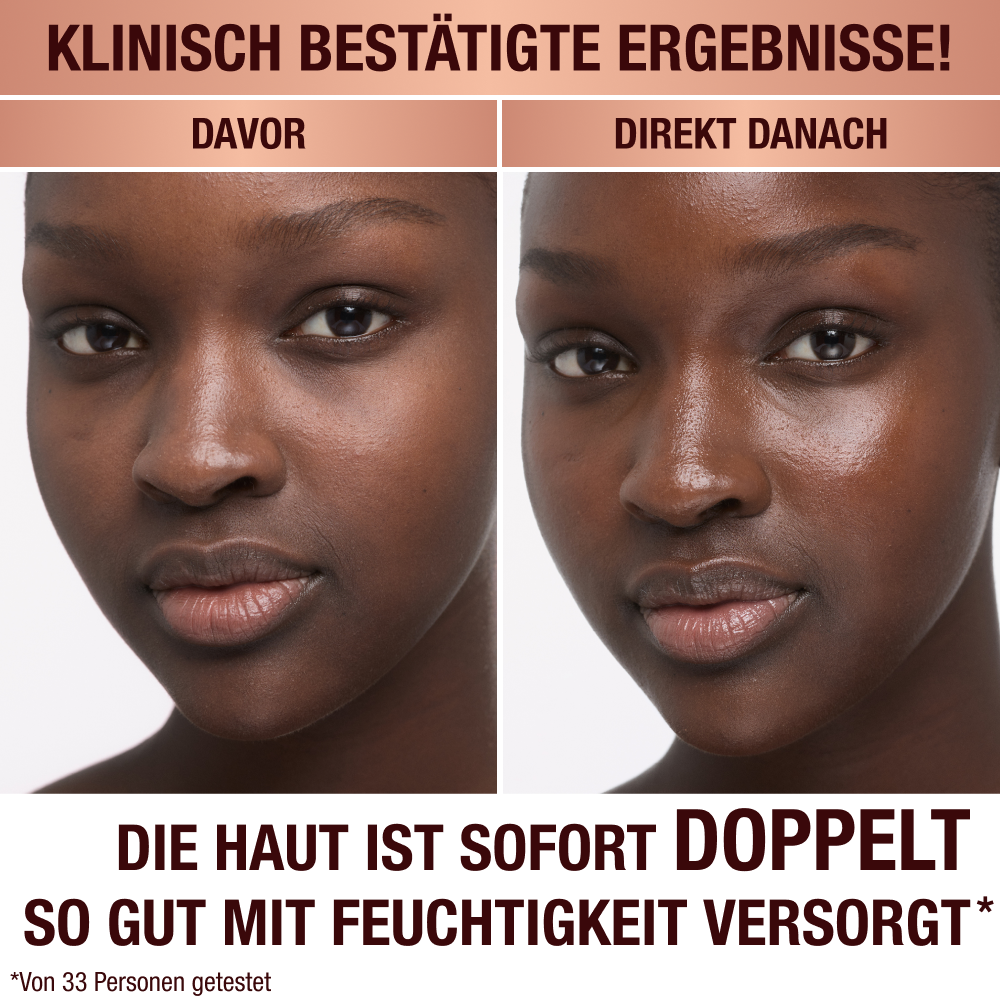 Miji vor und nach dem Auftragen von Charlotte's Magic Cream