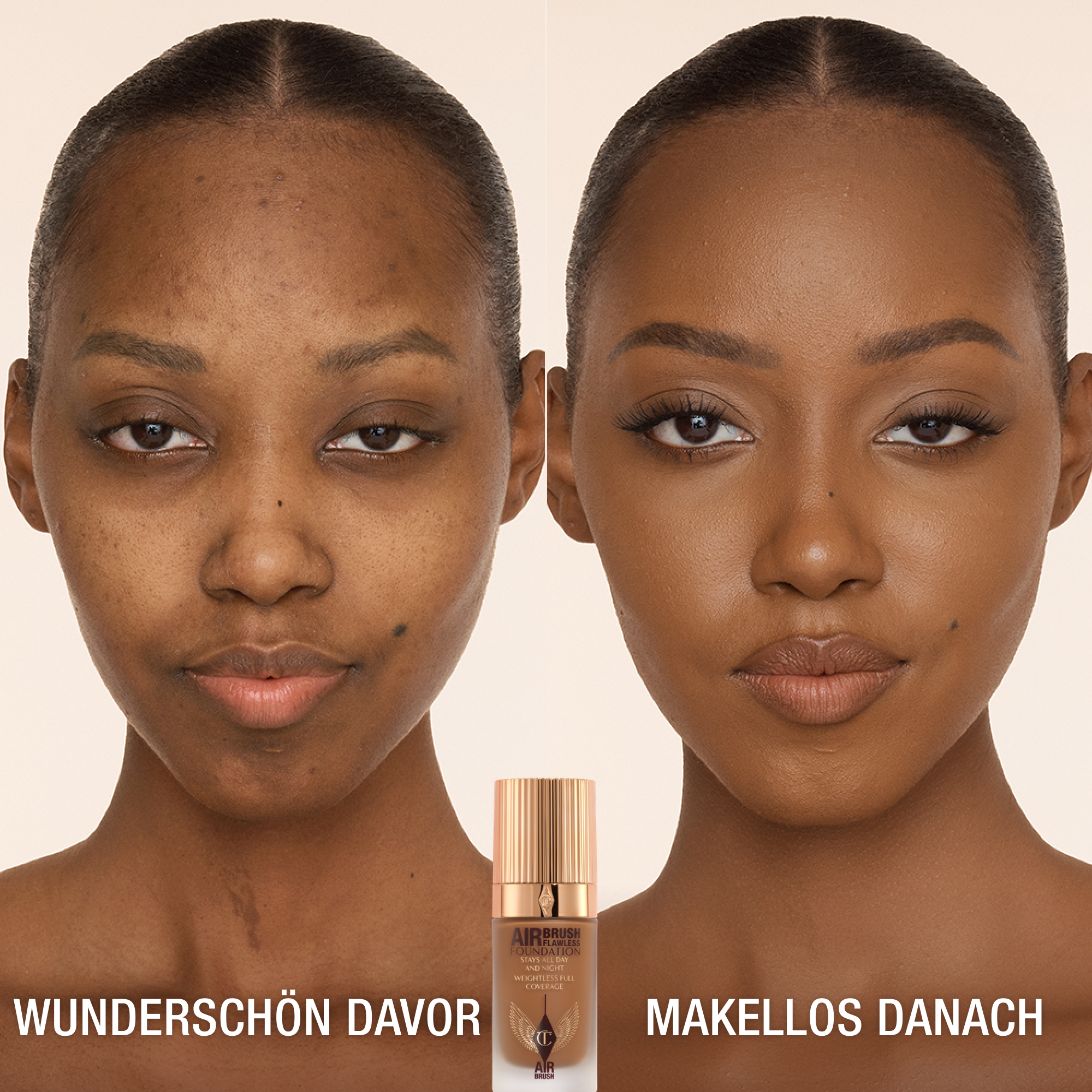 AIRBRUSH FLAWLESS FOUNDATION 13 neutral, VORHER UND NACHHER