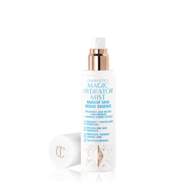 Charlotte's Magic Hydrator Mist radiant skin rescue essence with lid off