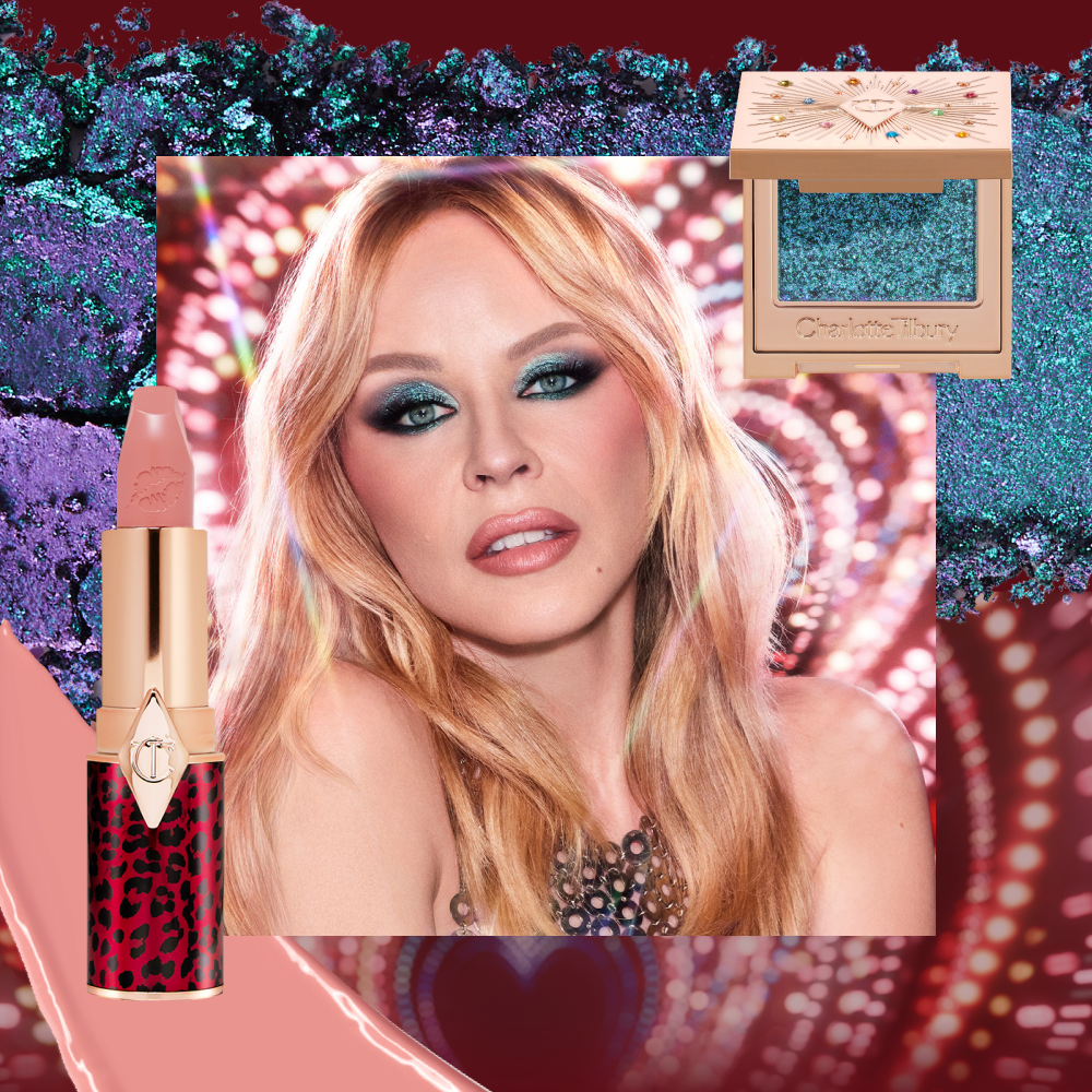 Kylie Minogue makeup look using Charlotte Tilbury beauty