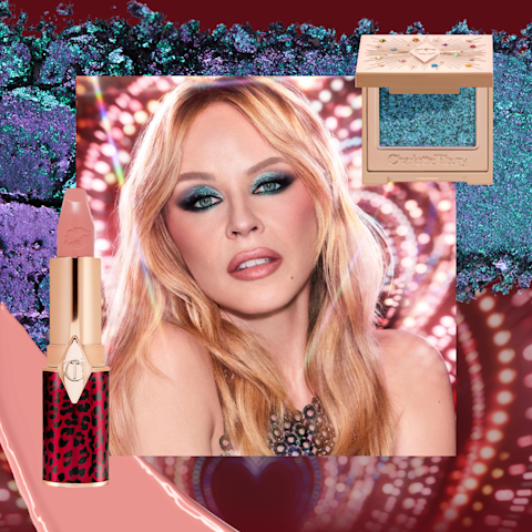 Kylie Minogue makeup look using Charlotte Tilbury beauty