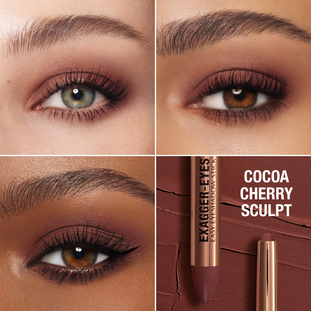 Exagger-eyes Eyeshadow Stick - Cocoa Cherry Sculpt Model Close Up Eye Grid 