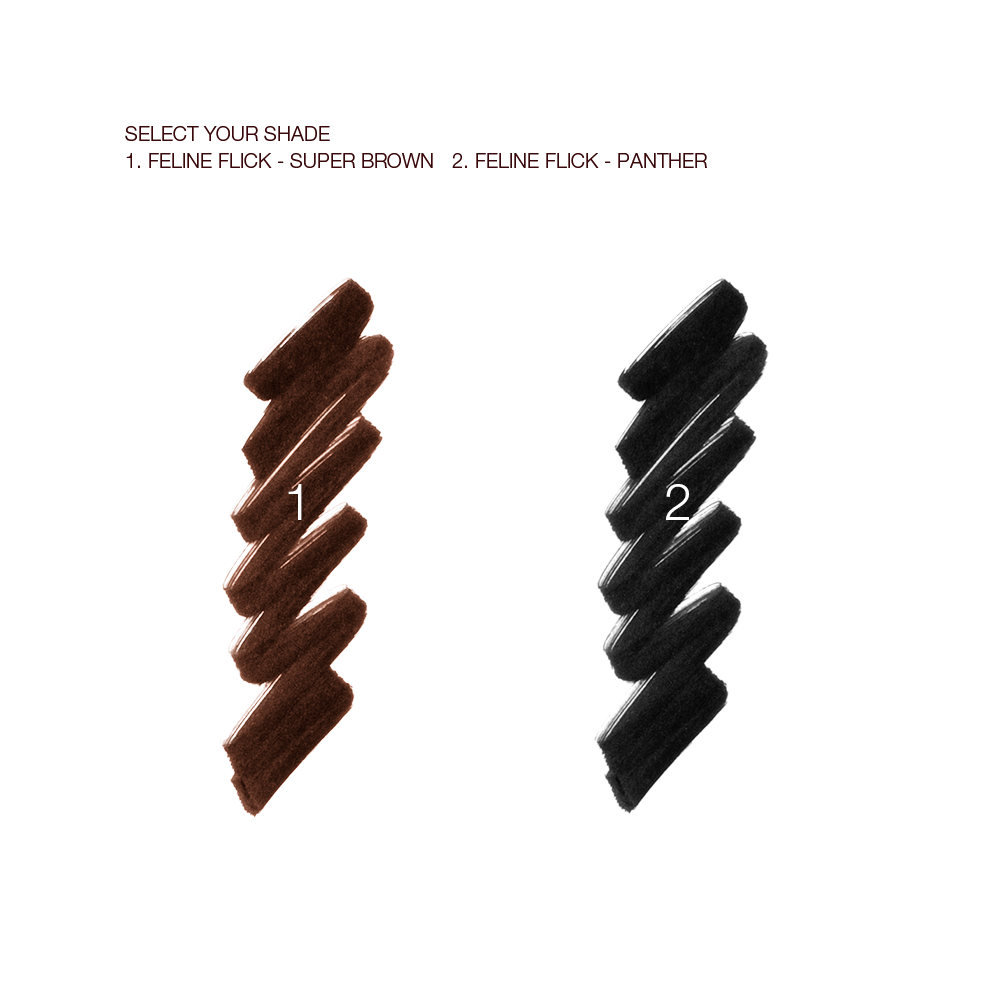 Swatches of two eyeliner pens in dark brown and black. 