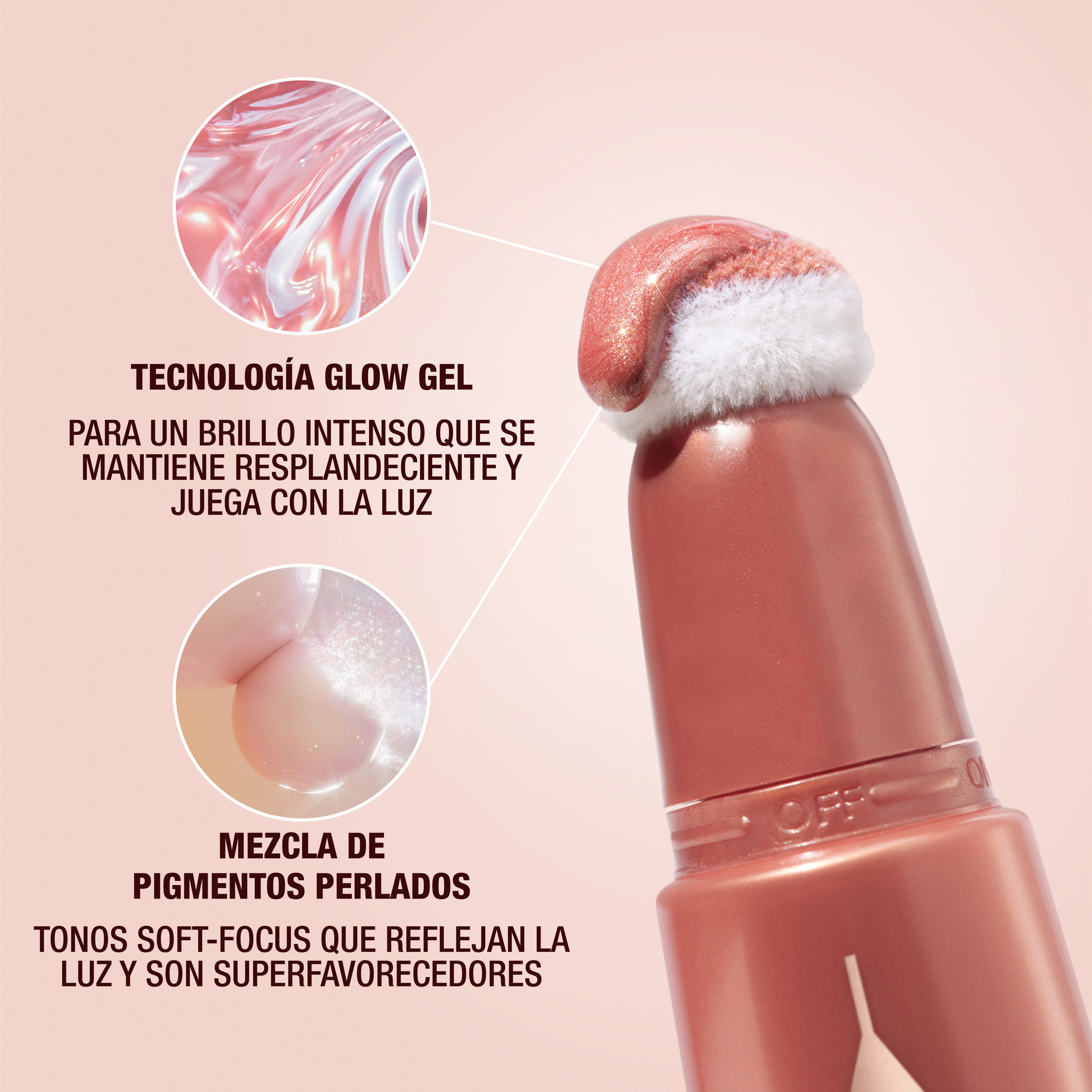 GLOW GEL TECHNOLOGY- FOR A HIGH GLOSS HIGHLIGHT THAT STAYS DEWY AND PLAYS WITH THE LIGHT BEAUTIFULLY! & PEARLESCENT PIGMENT BLEND -  SOFT-FOCUS, LIGHT-REFLECTING SHADES THAT FLATTER EVERY SKIN TONE!