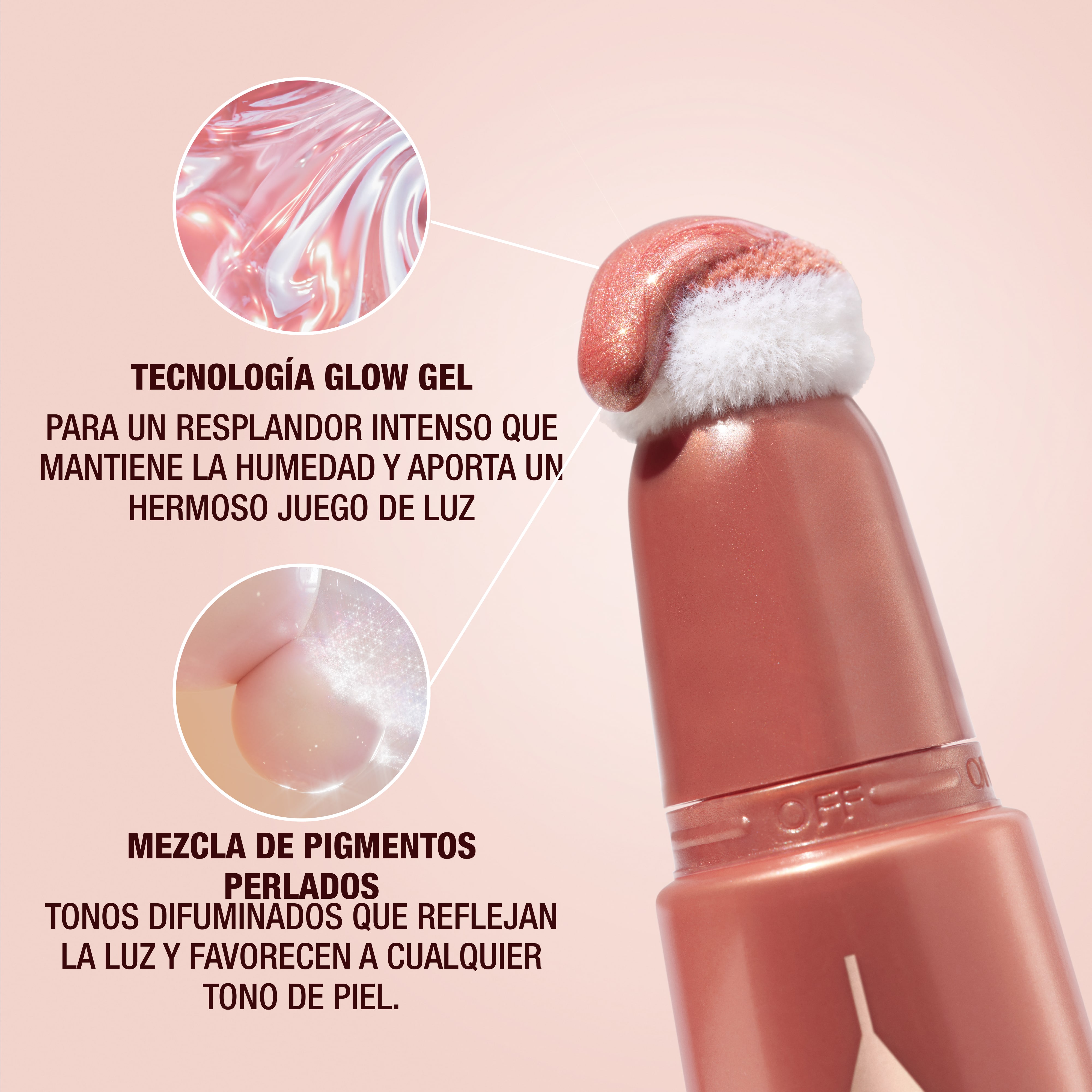 GLOW GEL TECHNOLOGY- FOR A HIGH GLOSS HIGHLIGHT THAT STAYS DEWY AND PLAYS WITH THE LIGHT BEAUTIFULLY! & PEARLESCENT PIGMENT BLEND -  SOFT-FOCUS, LIGHT-REFLECTING SHADES THAT FLATTER EVERY SKIN TONE!