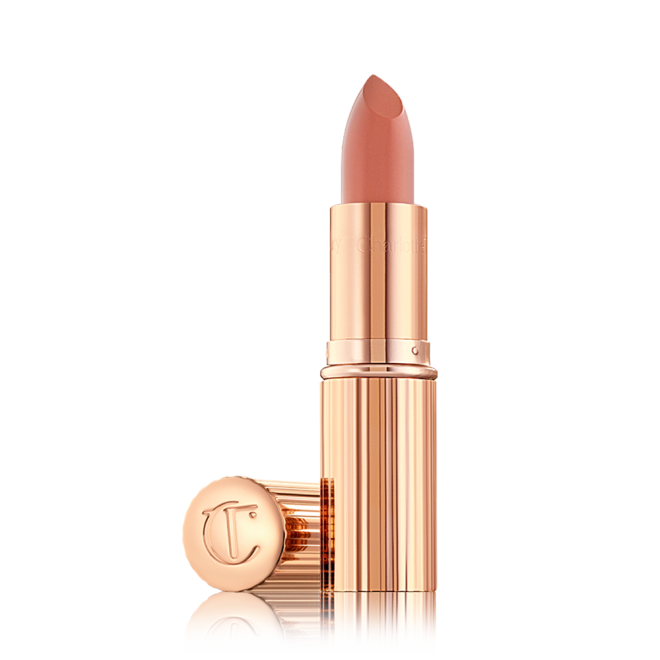 Nude peach lipstick in Bitch Perfect packshot with lid off