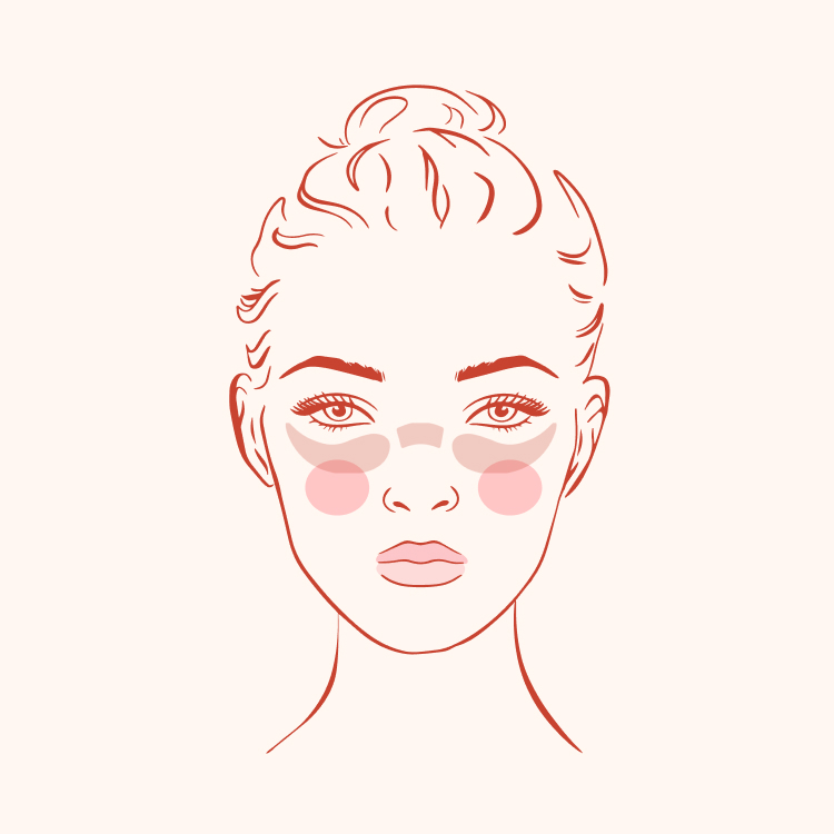 Lip tint being used as blush on the apples of the cheeks and across the nose