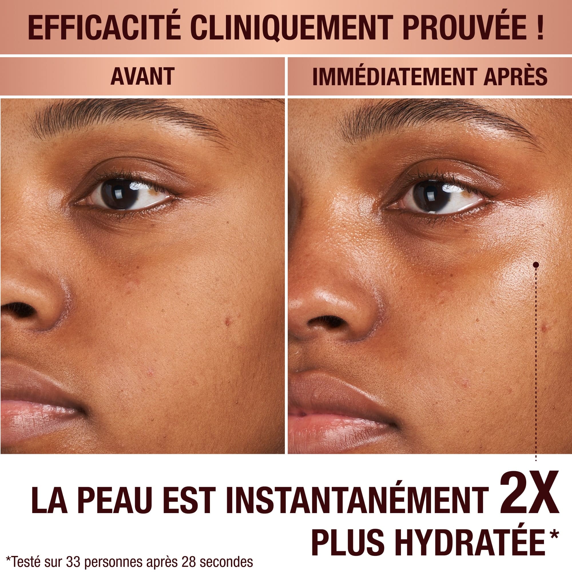 Avant et après le Charlotte's Magic Hydration Revival Cleanser