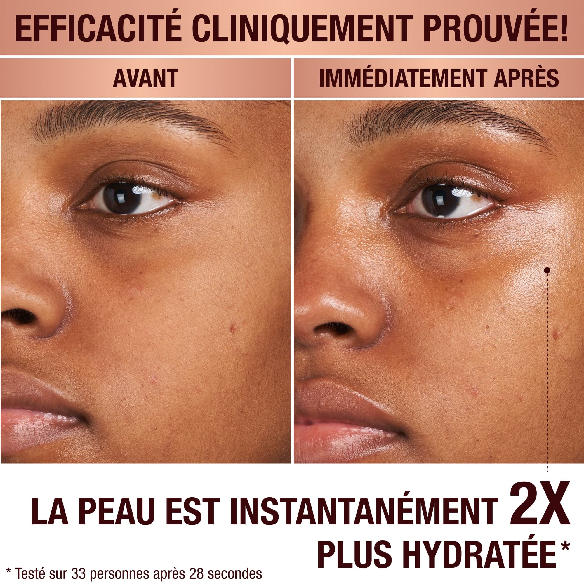 Avant et après le Charlotte's Magic Hydration Revival Cleanser